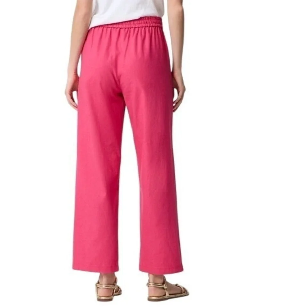 J. Crew Women's Sz. 12 Cropped Linen Blend Pull On Drawstring Pants Pink NWT $90